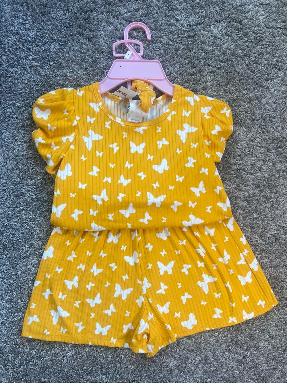 Tultex Girls' Mustard Yellow Butterfly Dress